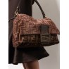 Mamma Baguette Medium FF velvet jacquard crossbody bag