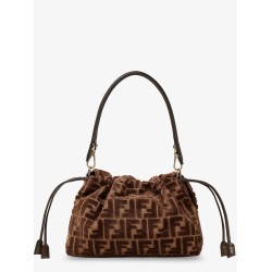 Mamma Baguette Medium FF velvet jacquard crossbody bag