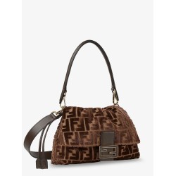 Mamma Baguette Medium FF velvet jacquard crossbody bag