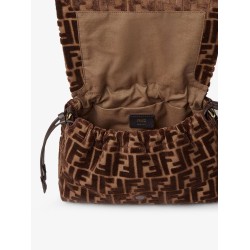 Mamma Baguette Medium FF velvet jacquard crossbody bag