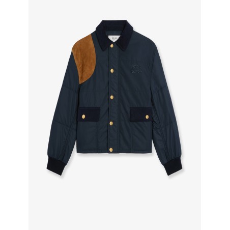 Nylon jacket with suede inserts