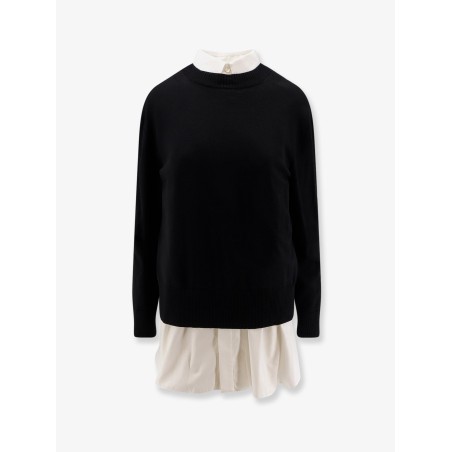 Cotton popeline and knit short dress