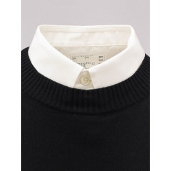 Cotton popeline and knit short dress