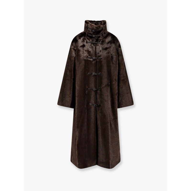 Mandarin faux fur coat
