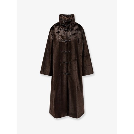 Mandarin faux fur coat