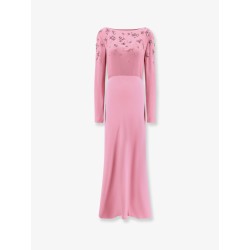 Viscose long dress with silk top with sequins