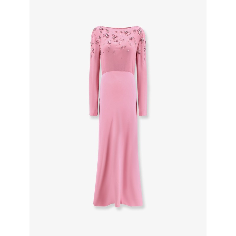 Viscose long dress with silk top with sequins
