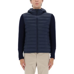 HOODED JACKET WITH KNITTED SLEEVES