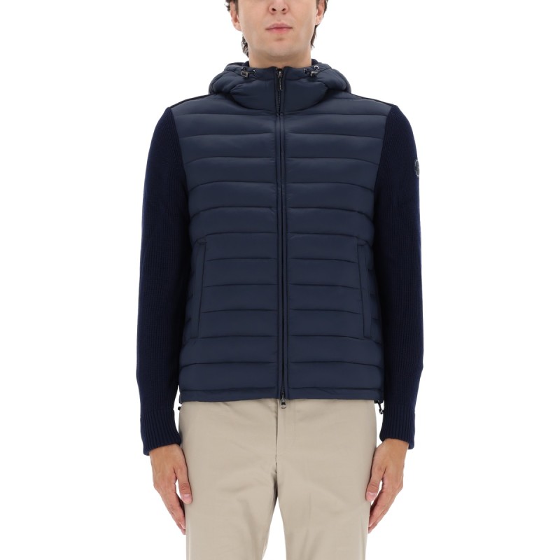 HOODED JACKET WITH KNITTED SLEEVES