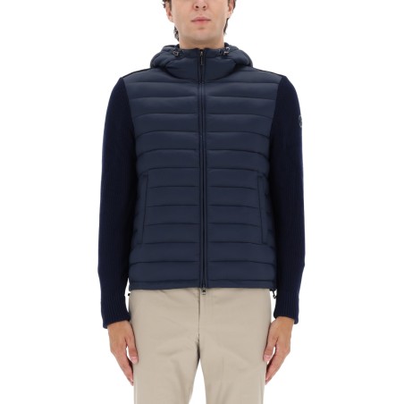 HOODED JACKET WITH KNITTED SLEEVES