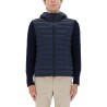 HOODED JACKET WITH KNITTED SLEEVES