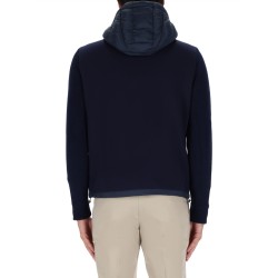 HOODED JACKET WITH KNITTED SLEEVES