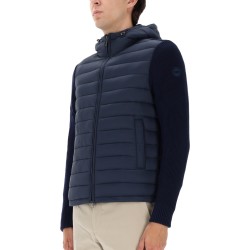 HOODED JACKET WITH KNITTED SLEEVES