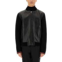 NAPPA LEATHER AND KNITTED BOMBER JACKET