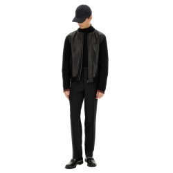 NAPPA LEATHER AND KNITTED BOMBER JACKET