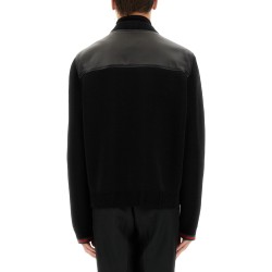 NAPPA LEATHER AND KNITTED BOMBER JACKET