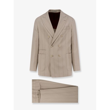 Silk suit with pinstripe motif