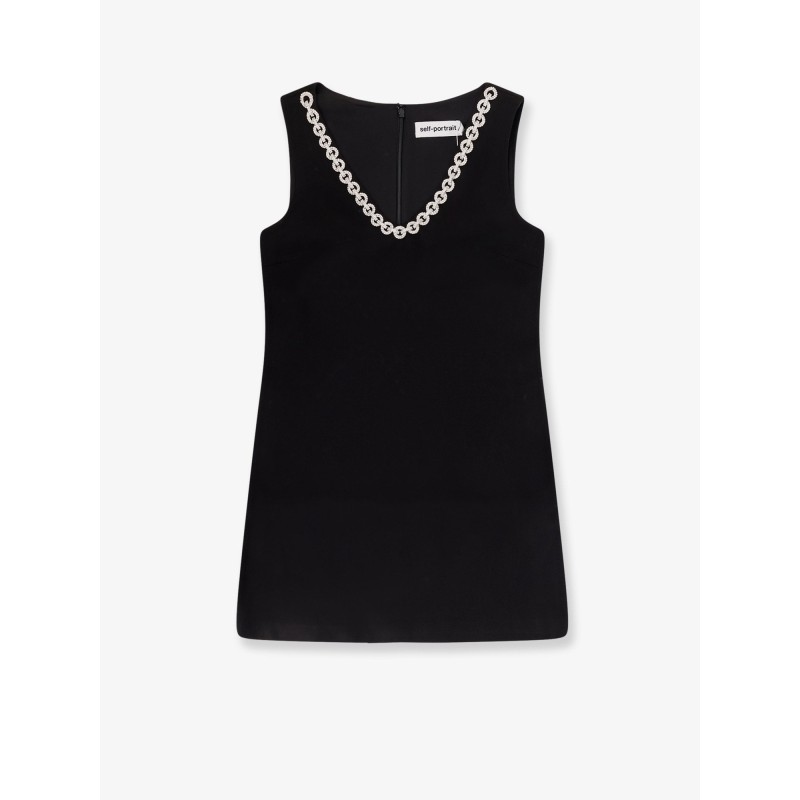 Crepe mini dress with jewel trim