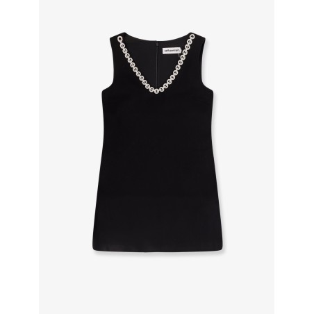 Crepe mini dress with jewel trim