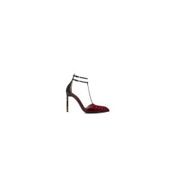 Python-effect leather pumps