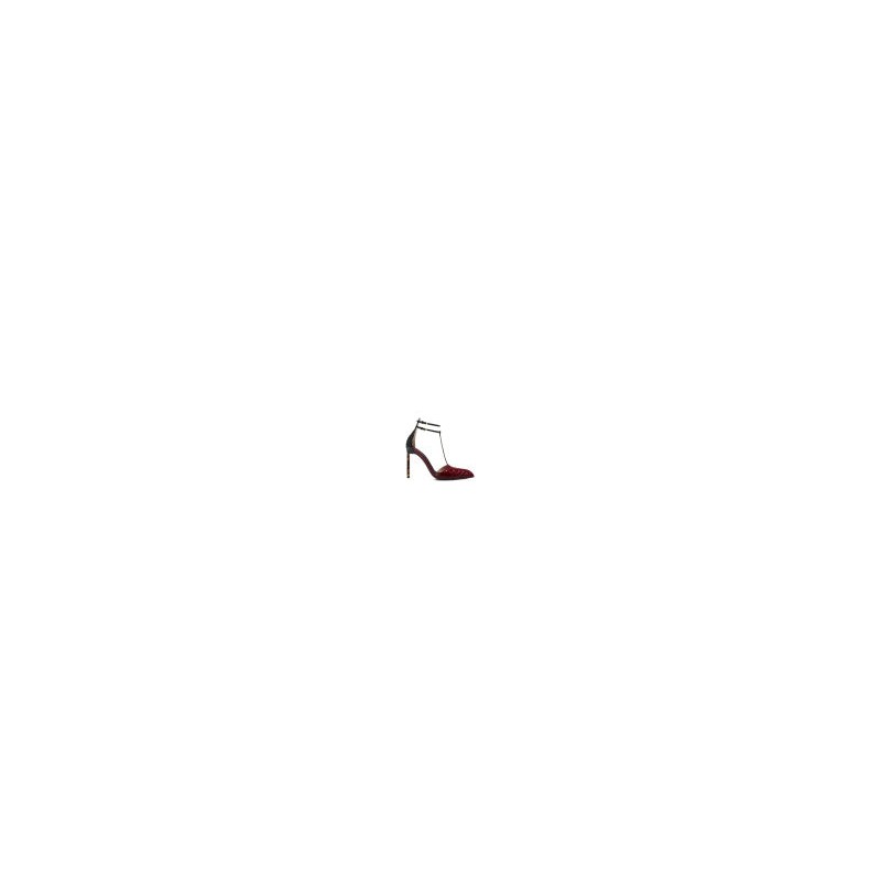 Python-effect leather pumps