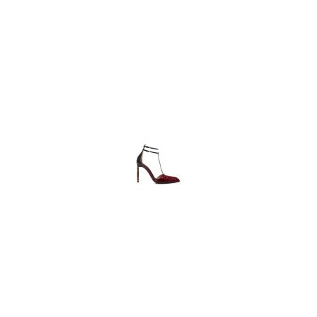 Python-effect leather pumps