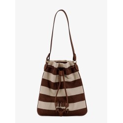 Canvas striped bucket bag
