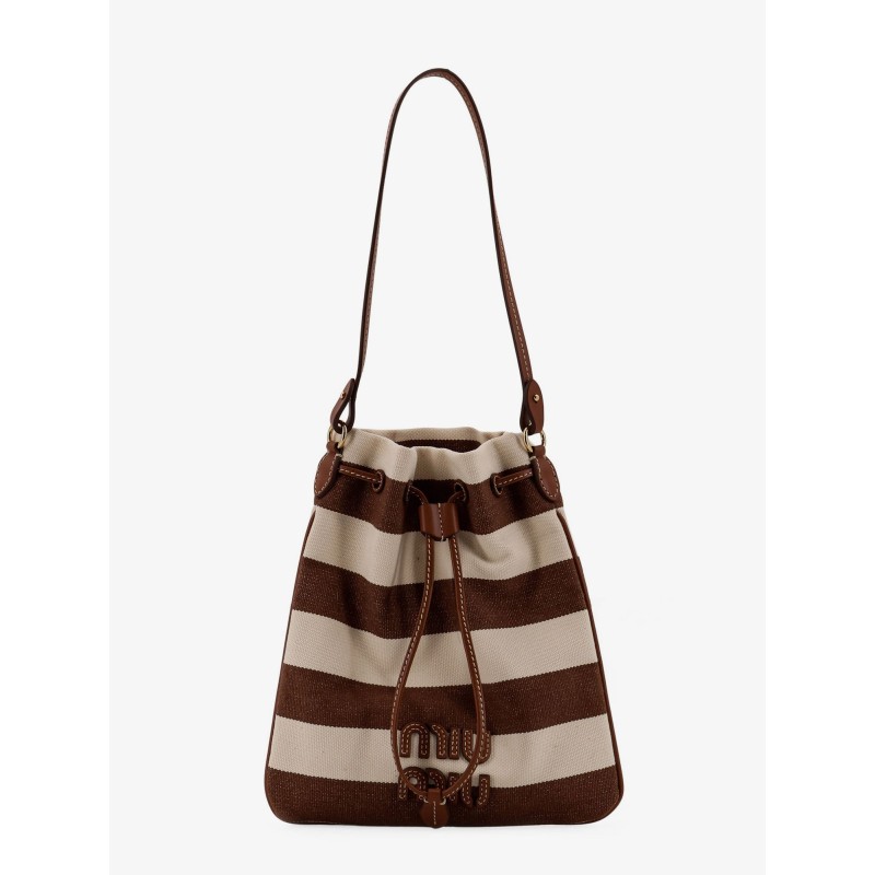 Canvas striped bucket bag