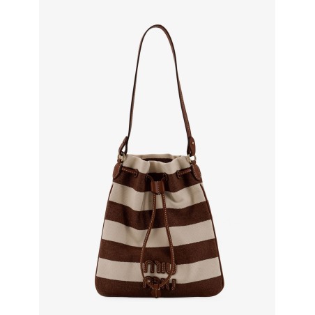 Canvas striped bucket bag