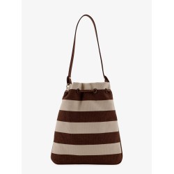 Canvas striped bucket bag