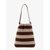 Canvas striped bucket bag