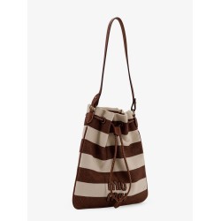 Canvas striped bucket bag