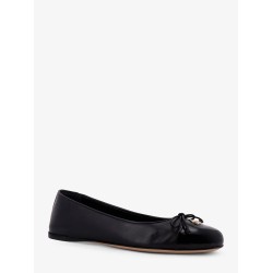 Leather ballerinas with patent leather detail