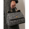 Sicily Medium chevron fabric shoulder bag