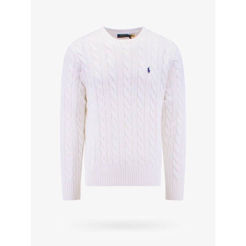 Cable knit cotton sweater with iconic logo