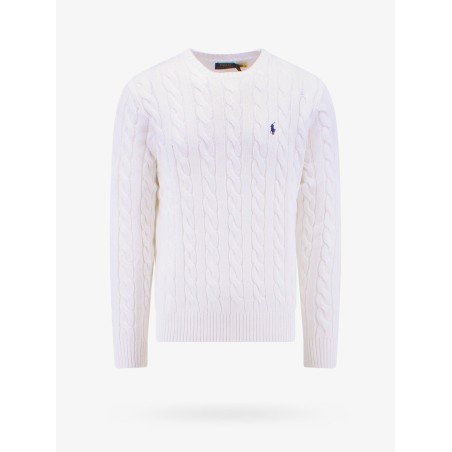 Cable knit cotton sweater with iconic logo