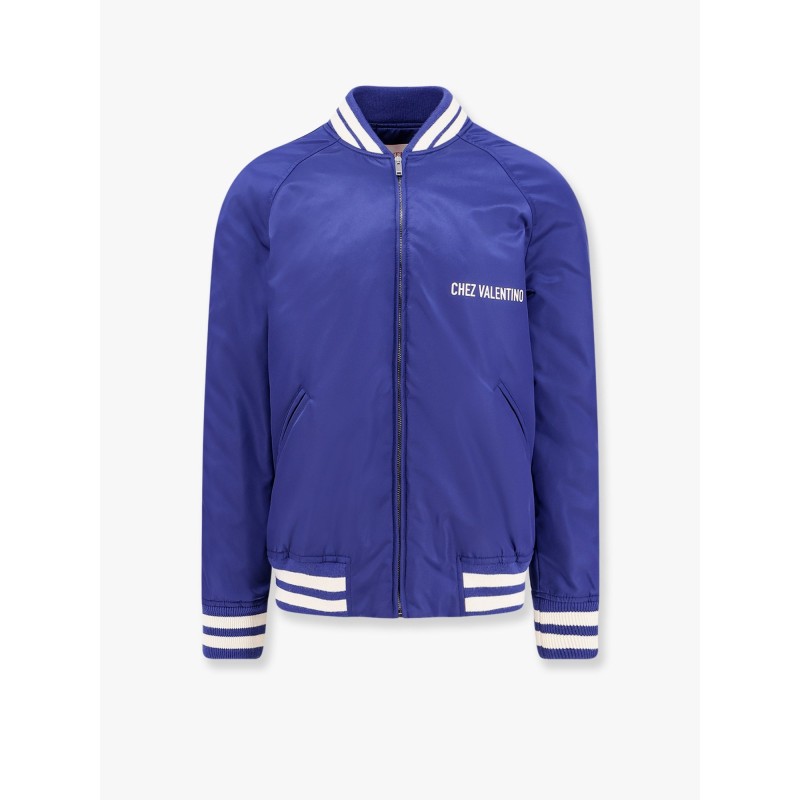 Nylon jacket with frontal and back chez valentino print