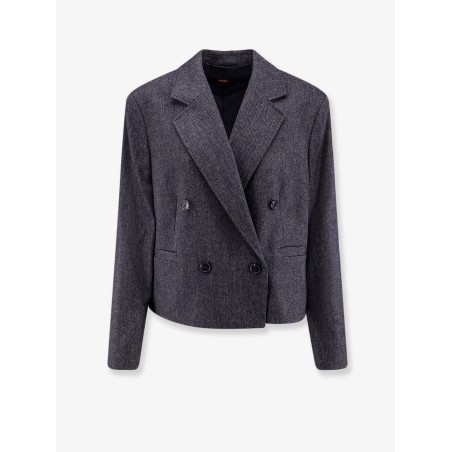 Double-breasted wool blend blazer
