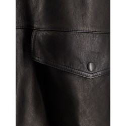 Long padded leather jacket