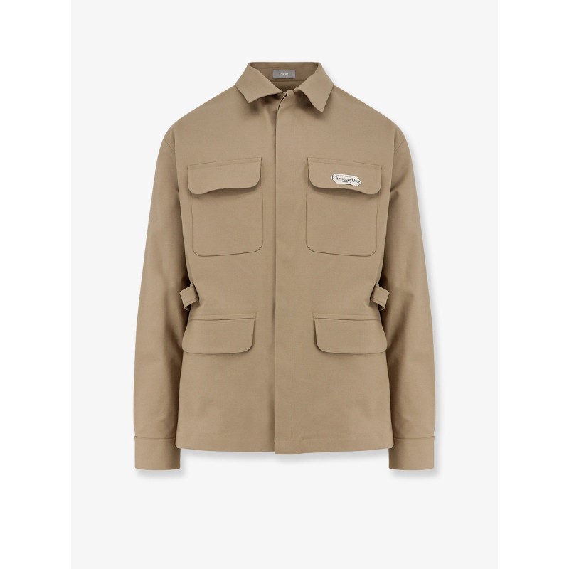 Double-faced cotton blend satin Saharan shirt