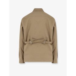 Double-faced cotton blend satin Saharan shirt