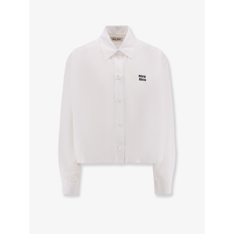 Cotton shirt with Miu Miu embroidery
