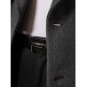 Leather belt with enamelled logo
