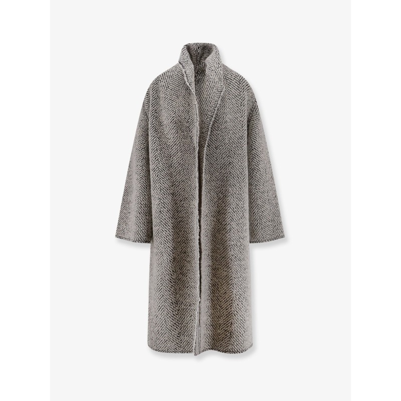 Bouclé coat with herringbone pattern
