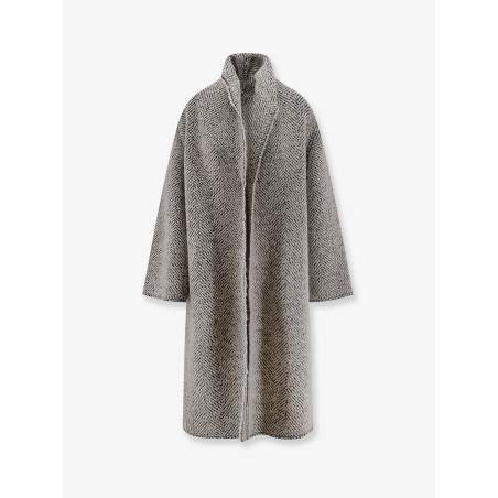 Bouclé coat with herringbone pattern