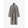 Bouclé coat with herringbone pattern