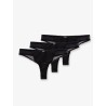 Lurex thong tripack with lace trim