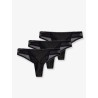 Lurex thong tripack with lace trim