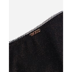 Lurex thong tripack with lace trim