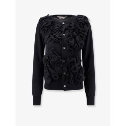 Wool cardigan with ruffled detail